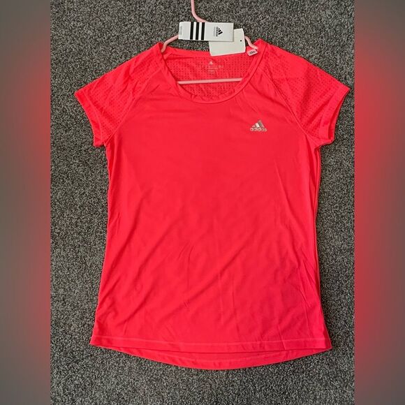 NWT Adidas ClimaLite Top neon coral size medium womens shirt - Picture 1 of 5